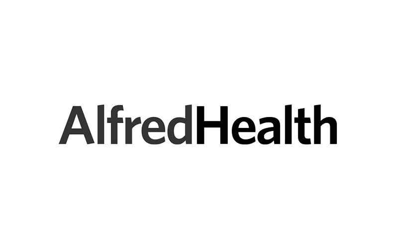 Alfred Health logo in black and white