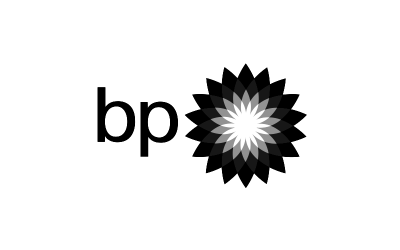 BP logo in black and white