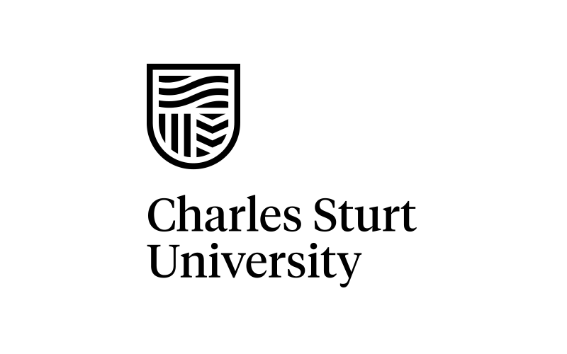 Charles Sturt University logo in black and white