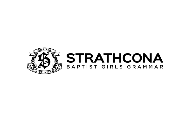 Strathcona Baptist Girls Grammar logo in black and white